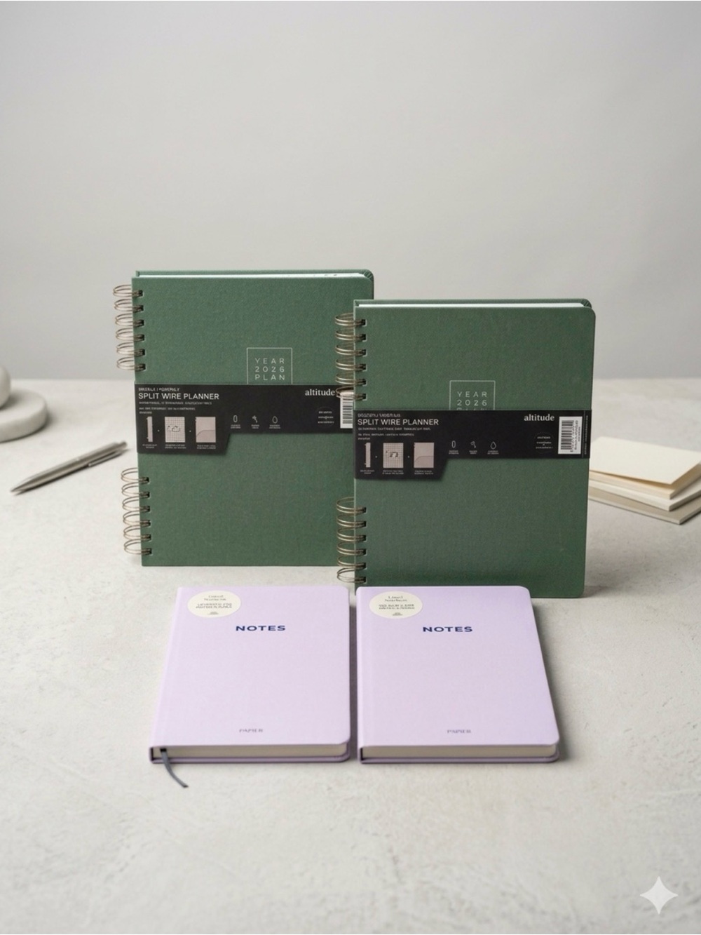 NEW 4pc Stationery Bundle: 2x Papier Lavender Notebooks & 2x Altitude 2026 Plan